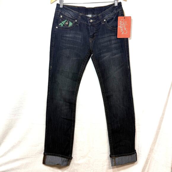NWT True Religion 29 Joey Big‎ T Jeans Painted Flap Straight Low-Rise Streetwear - Picture 1 of 11